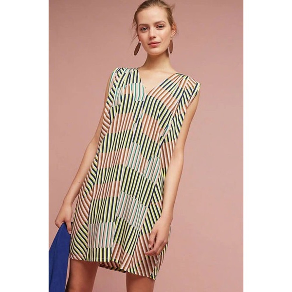 Anthropologie The Odells Leslie Geo Tunic Dress Small Striped Geometric Rayon‎